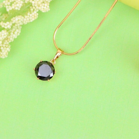 "Classic Round Black Pendant in Rose Gold with Glossy Faceted Finish, XPPT1501 - Picture 13 of 13